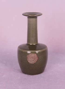 大宋清凉寺天青色玛瑙釉松柴烧制汝窑罗斯柴尔德火漆印纸槌瓶
