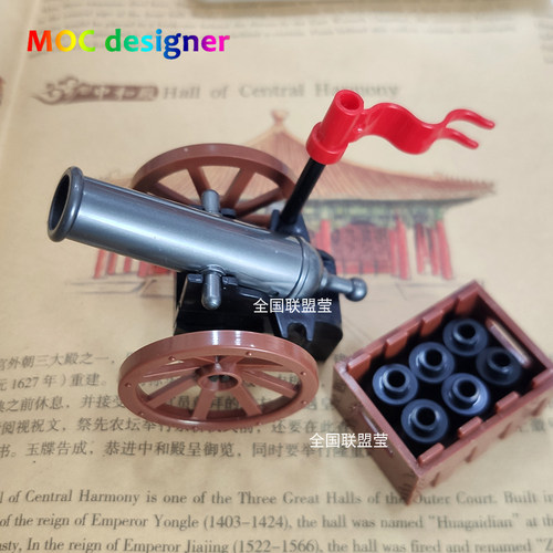 拼装积木明朝清军舰船大炮可发射击铁灰色定制版塑料材质带弹簧 - 图0
