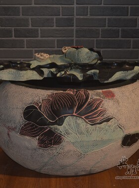 新仿古树脂工艺品假山流水景摆设会所家居装饰鱼缸喷泉大荷香