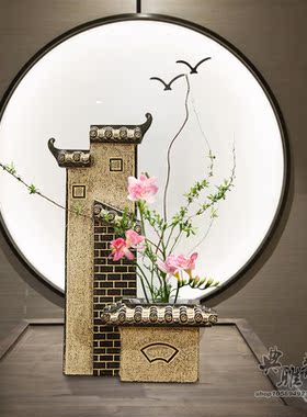 茶室新中式立体浮雕壁饰