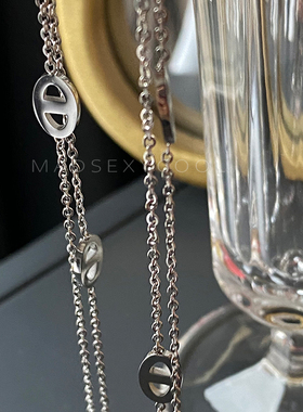 钛钢电镀18k猪鼻子项链叠戴多层