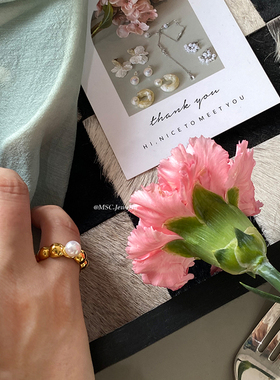 女淡水珍珠法式优雅戒指