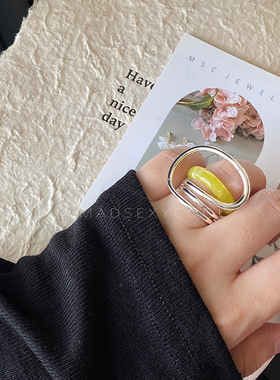 石料钛钢复古时髦混搭叠戴戒指