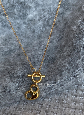 钛钢电镀爱心锁扣女锁骨链项链