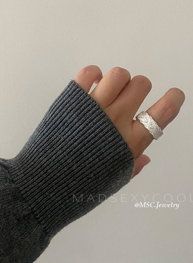 轻奢简约风银色金属编织戒指女麻花素圈百搭开口高级几何小众指环