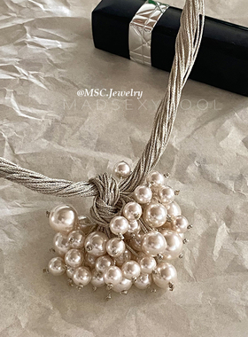 法式仙女风手工编织珍珠项链