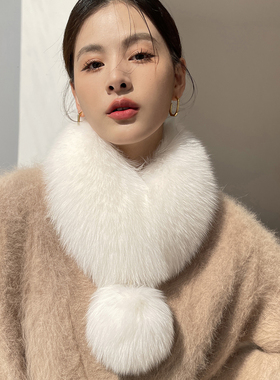 秋冬季球球甜美可爱女双面毛围脖