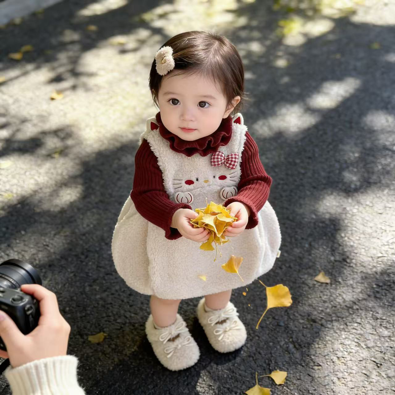 拉果拉女童羊羔绒加厚背心裙针织衫套装宝宝圣诞周岁礼服裙拜年服,淘宝优惠券,粉丝福利购,淘宝优惠卷