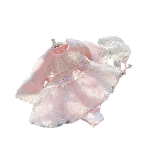 Платье на младенца, осенняя юбка для девочек, хлопковое боди, комплект, в корейском стиле, в западном стиле