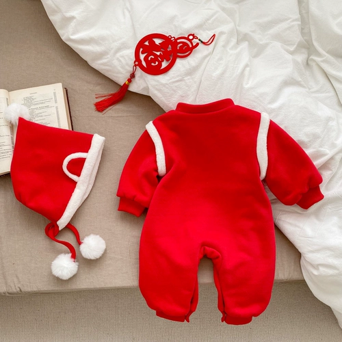 Детское боди для девочек, флисовое платье, ципао, зимний комплект, наряд на выход