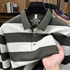 Hengyuanxiang men's long-sleeved cotton T-shirt autumn new casual loose striped POLO shirt for middle-aged and elderly dads