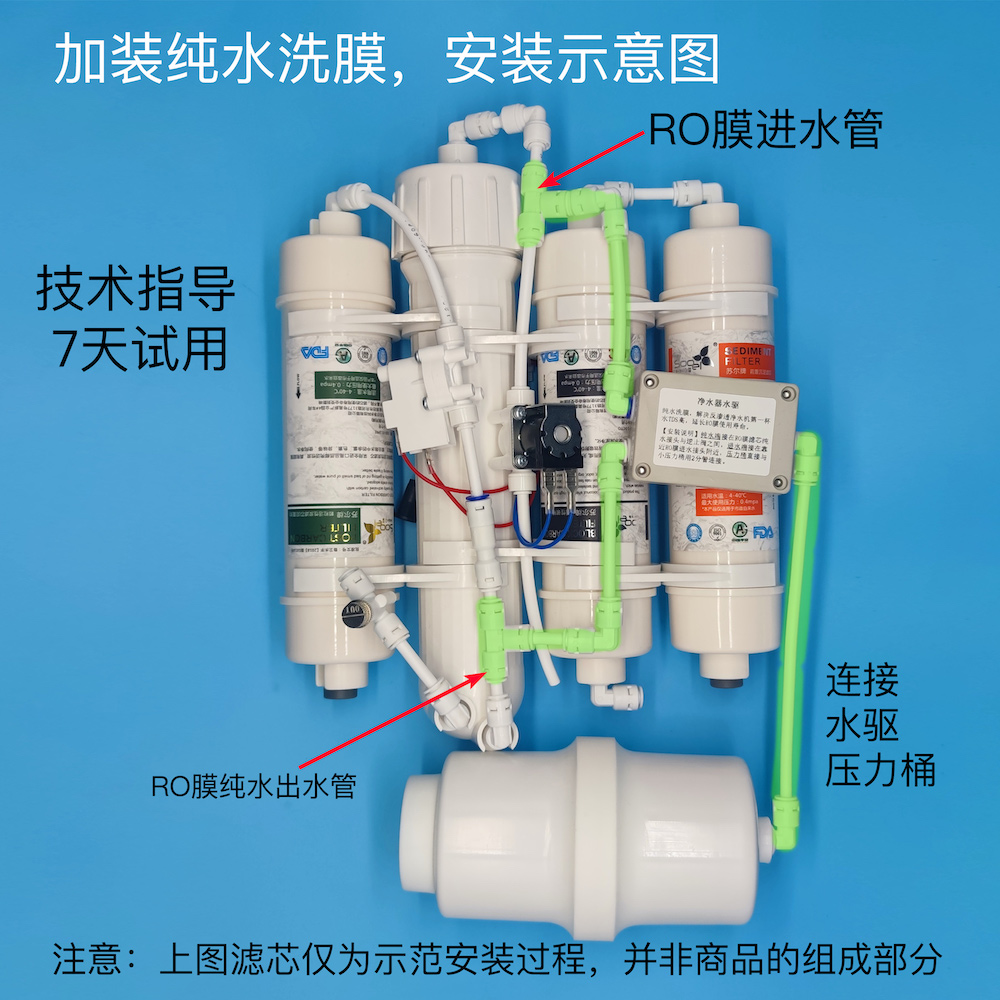 净水器水驱纯水洗膜DIY加装解决第一杯水TDS高纯水机通用管线机-图1