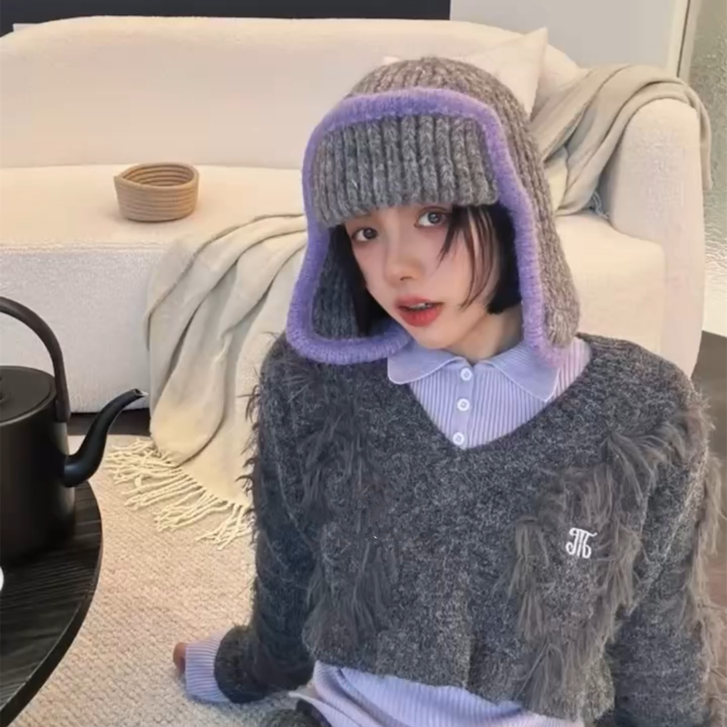 秋冬新款针织毛线帽女护耳飞行帽保暖百搭显脸小滑雪雷锋帽子,淘宝优惠券,粉丝福利购,淘宝优惠卷