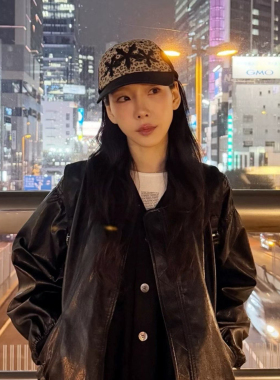 韩版潮牌花朵刺绣撞色豹纹棒球帽男女情侣款加深帽顶鸭舌帽显脸小