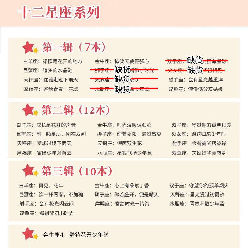 意林官网 十二星座12星座系列 第1-3辑+金牛座4 共30本 意林小小姐 随书赠送赠品 淑女文学馆 青春女生文学 官方正版,淘宝优惠券,粉丝福利购,淘宝优惠卷