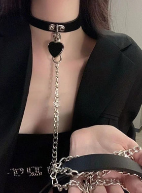 狗链m女性感风狗母系列情趣牵引链项圈 爱心pu皮革项链颈圈颈链锁