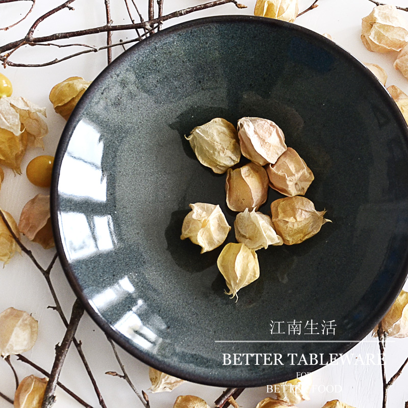 微瑕！粗陶沙拉碗果盆汤盆拉面碗斗笠碗釉下彩江南生活多色可选 - 图1