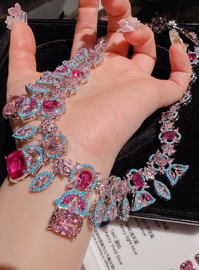 多巴胺鸢尾花宝石花藤项链
