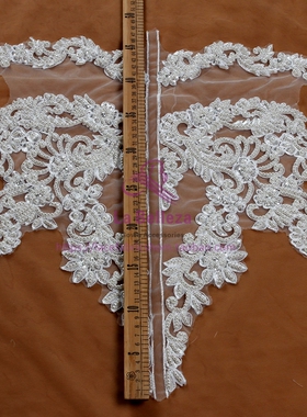 DIY手工辅料 重工钉珠蕾丝布贴 婚纱礼服后背大贴花服装辅料配件