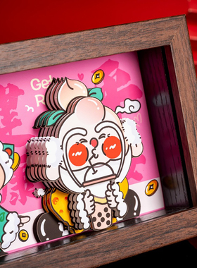 福禄寿喜财3d立体装饰画卡通相框摆件中国特色剪纸文创乔迁礼物