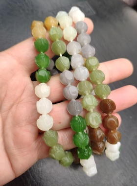 和田莲花珠项链和田多宝手串碧玉烟紫黄口糖玉白玉串佛珠