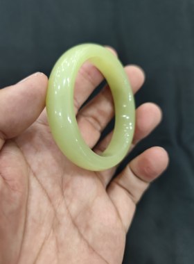 和田黄玉手镯若羌黄口料正版手镯手镯白黄色无裂无纹51圈口