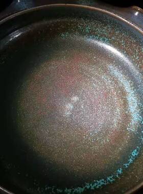 神后钧瓷手工摆件窑变开片炉钧金斑创意手拉胚荷口茶笔洗盘可养