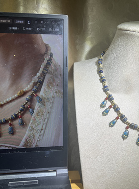 国色芳华董洁同款璎珞项链天然红玛瑙天然蓝纹石进口捷克花朵珠