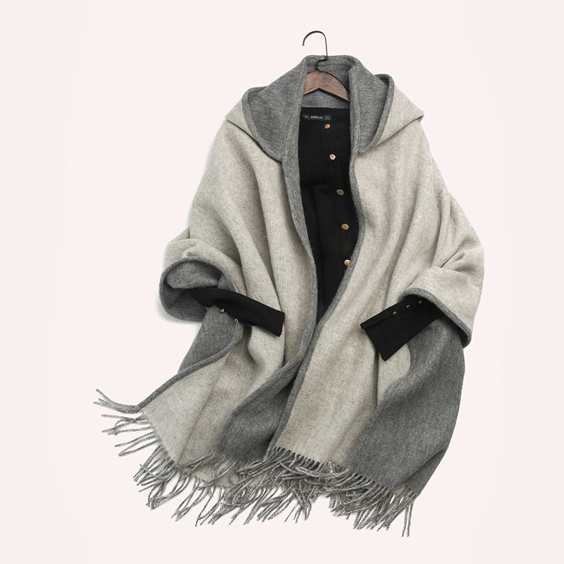 内蒙古纯羊毛双面大披肩带帽女斗篷秋冬保暖围巾空调披风防寒外套,淘宝优惠券,粉丝福利购,淘宝优惠卷