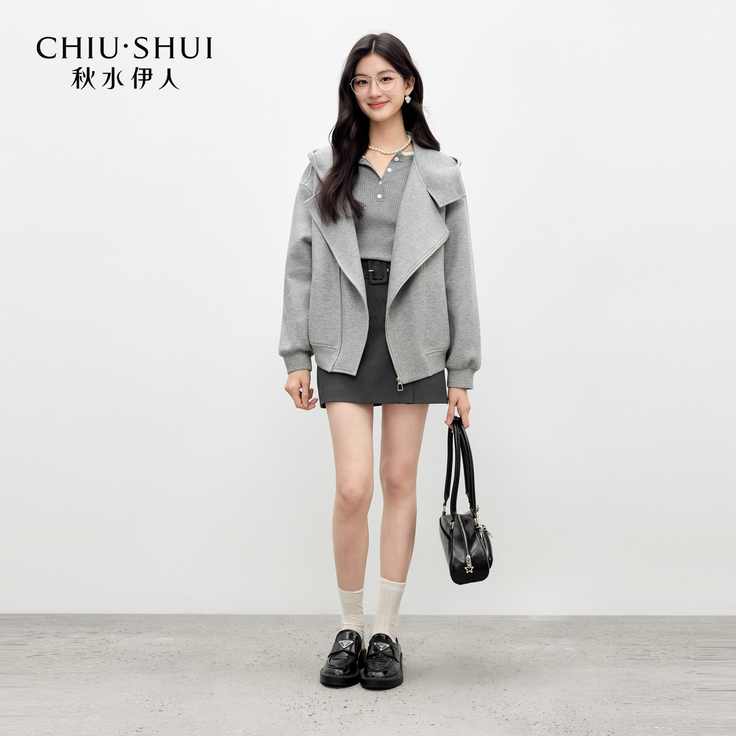 秋水伊人时尚连帽气质简约短外套2026年春季新款女休闲风日常上衣,淘宝优惠券,粉丝福利购,淘宝优惠卷