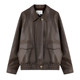 秋水伊人百搭翻领皮衣外套女2025秋冬新款咖色气质设计感皮夹克