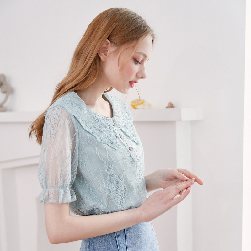 秋水伊人蕾丝洋气小衫百搭新款衬衫 秋水伊人衬衫