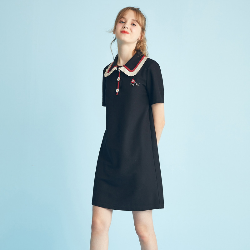 【兔斯基联名】秋水伊人黑色新款裙子 秋水伊人连衣裙