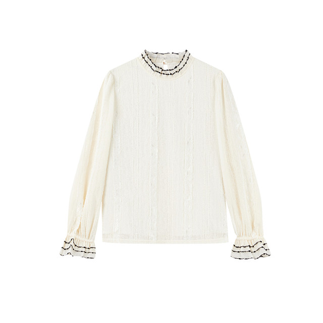 ເສື້ອ lace retro embroidered Qiushui Yiren ກົງກັນຂ້າມ