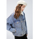 Qiushui Yiren retro denim lapel fur collar down jacket