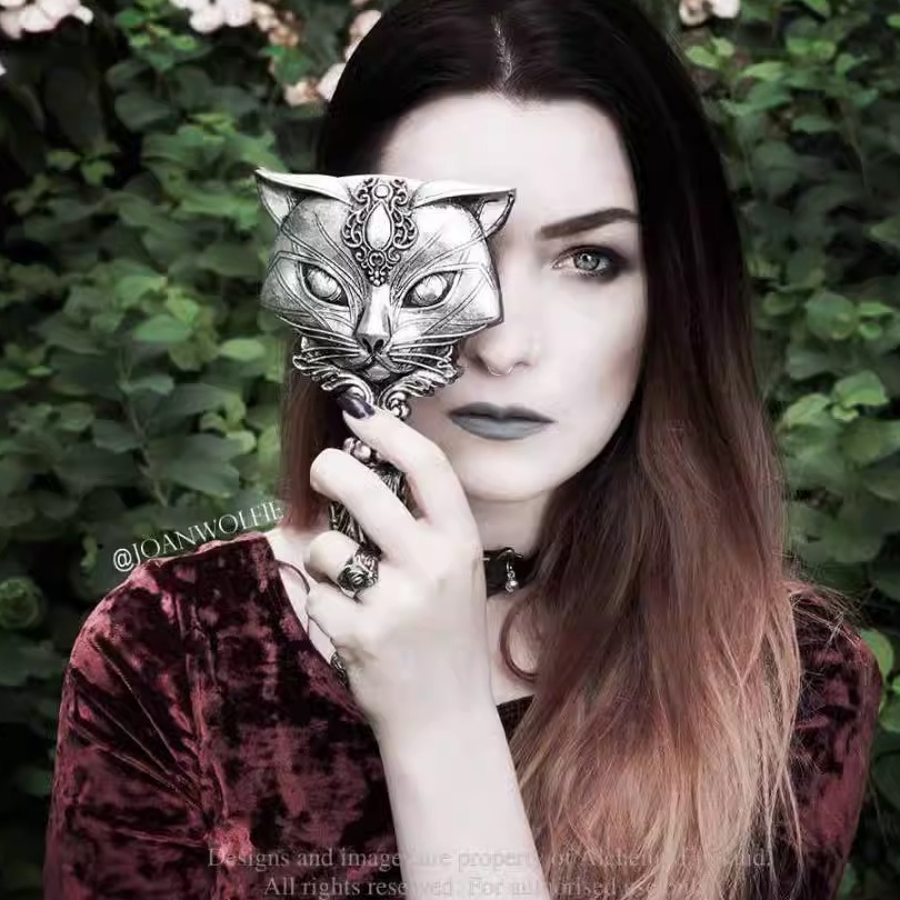 Alchemy Vault V64 Sacred Cat Hand Mirror圣猫哥特复古手拿镜-图1