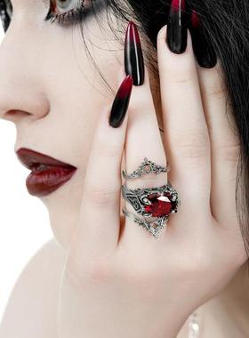 东欧RESTYLE暗黑哥特亚文化SALVATION复古宫廷法式三角救赎戒指环