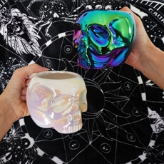 Креативные чашки 潮牌killstar skull 哥特朋克摇滚炫彩骷髅陶瓷杯咖啡杯茶杯双色