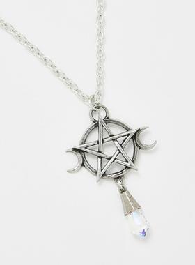 女神哥特五芒星新月项链