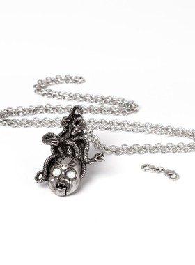 Alchemy暗黑哥特P982 Mystic Moon Cat神秘月亮猫复古月光石项链