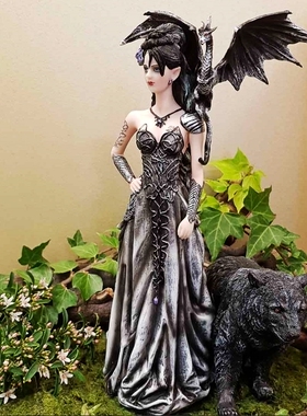 吸血鬼女W飞龙熊中世纪摆件