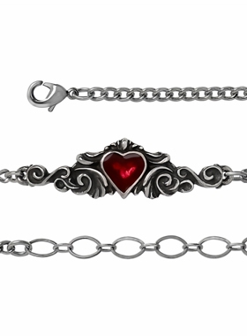 Alchemy Gothic A145 BETROTHAL 暗黑哥特风血红色珐琅心形手链