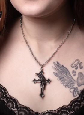 Alchemy英国A牌P961 Crux Corvis乌鸦十字架暗黑哥特亚文化项链
