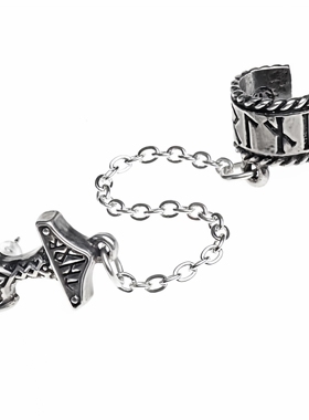 Alchemy Gothic E381 THOR DONNER 符文环状耳夹雷神之锤饰钉耳钉