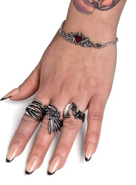 英国Alchemy暗黑哥特亚文化R254 Lunatious月之迷恋蝙蝠开口戒指