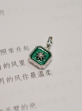 身境饰物||礼物·新||镶嵌无色蓝宝 高温珐琅 纯银吊坠/耳钩 双层