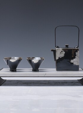 新中式大理石托盘茶具组合摆件