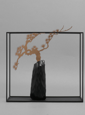 现代新中式创意铁艺工艺品摆件样板间会所客厅玄关软装饰品摆设i.