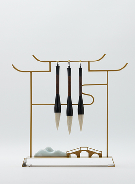 新中式创意铁艺陶瓷毛笔架摆件样板房间办公室桌面电视柜软装饰i.