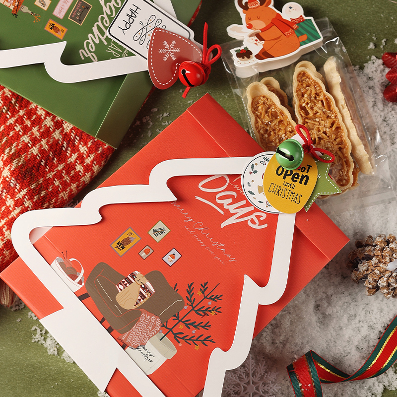 圣诞纸袋可爱圣诞树苹果礼品袋糖果饼干烘焙包装袋自立信封手提袋-图2